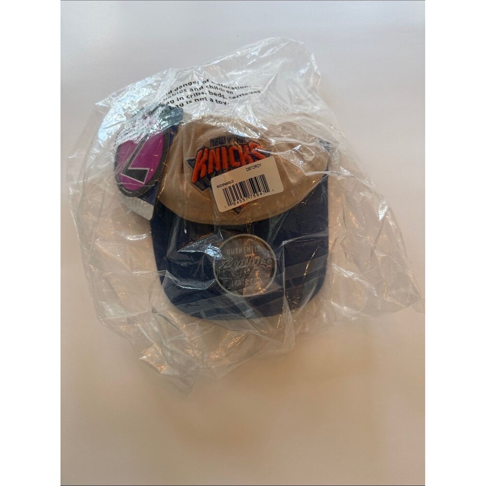 NWT Zephyr Navy and Tan Knicks Embroidered Adjustable Hat